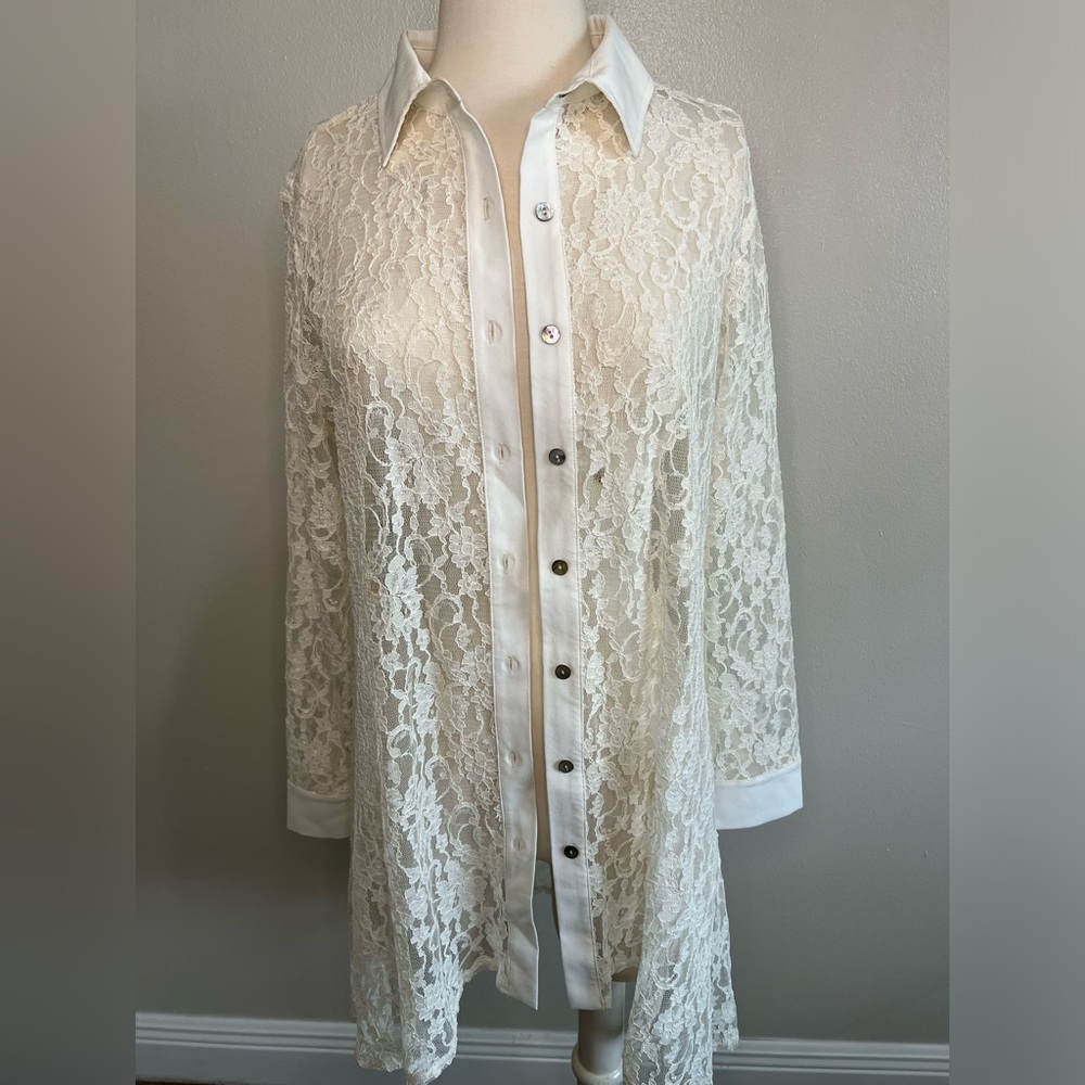 Comfy USA Lace Button Down